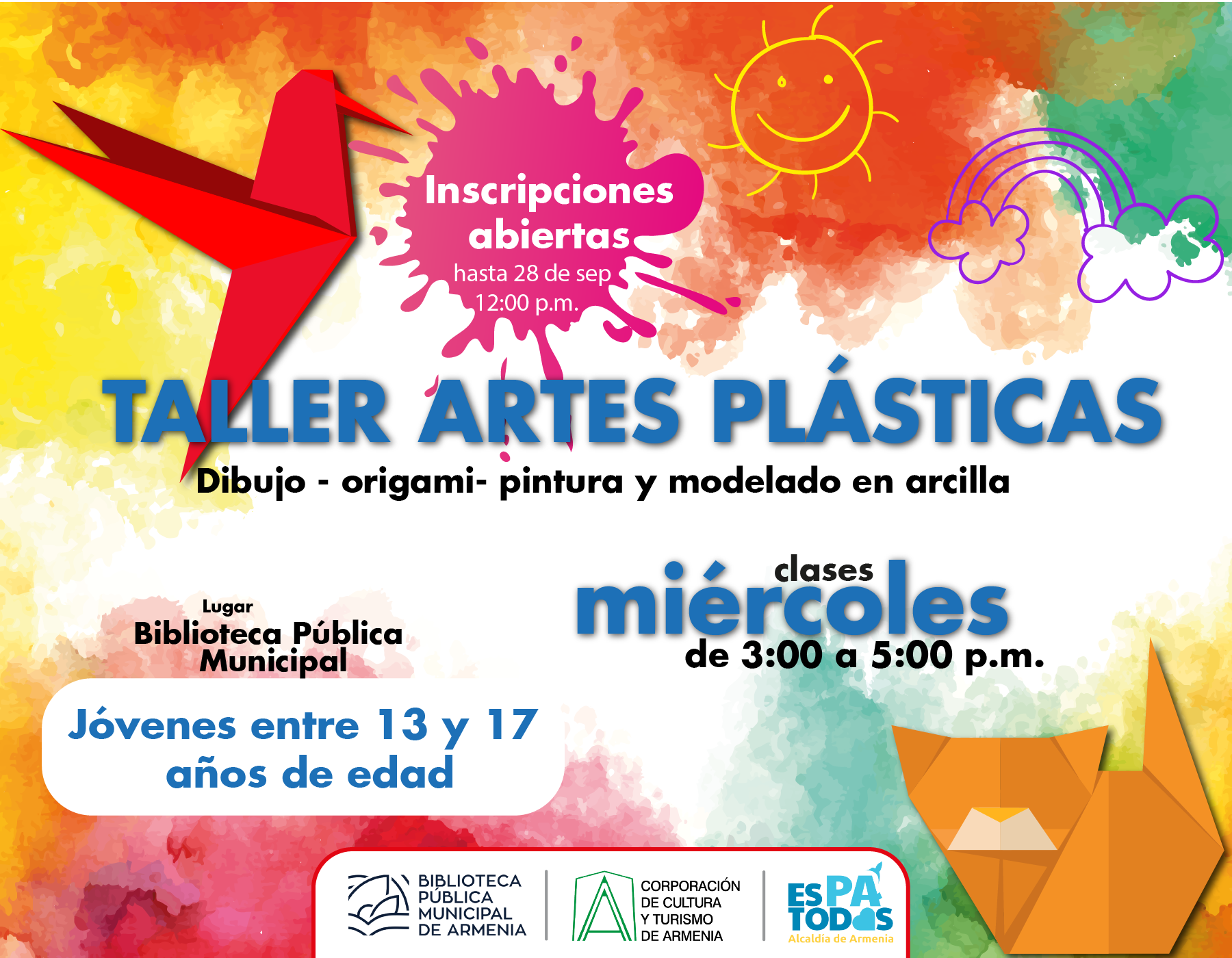Afiche de Abiertas las inscripciones para el Taller de Artes para jóvenes