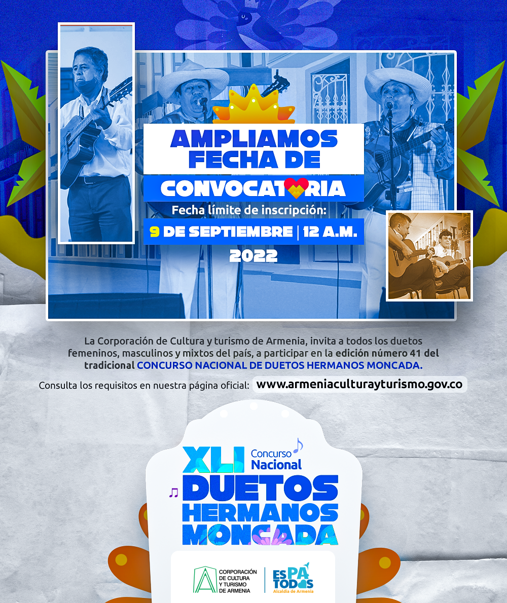 Afiche de Se amplía la convocatoria para el Concurso Nacional de Duetos Hermanos Moncada