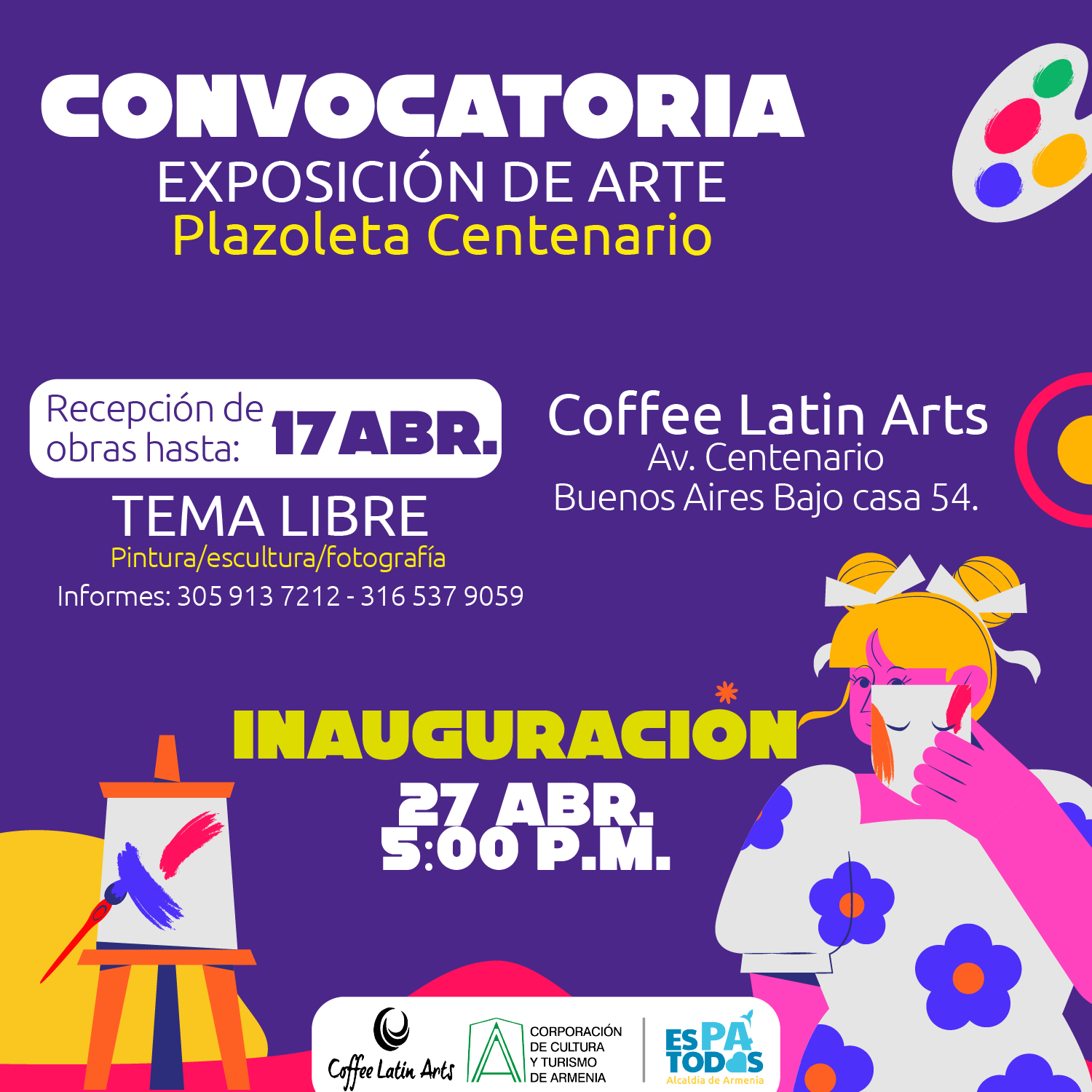 Afiche de ¡Vuelve la exposición de arte en la Plazoleta Centenario!