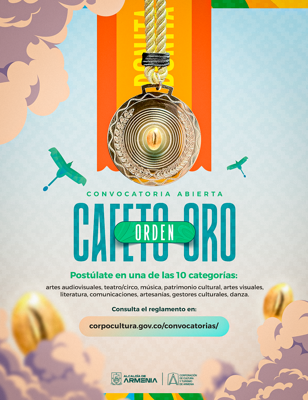 Afiche de Abiertas las postulaciones para la condecoración “Orden Cafeto de Oro”