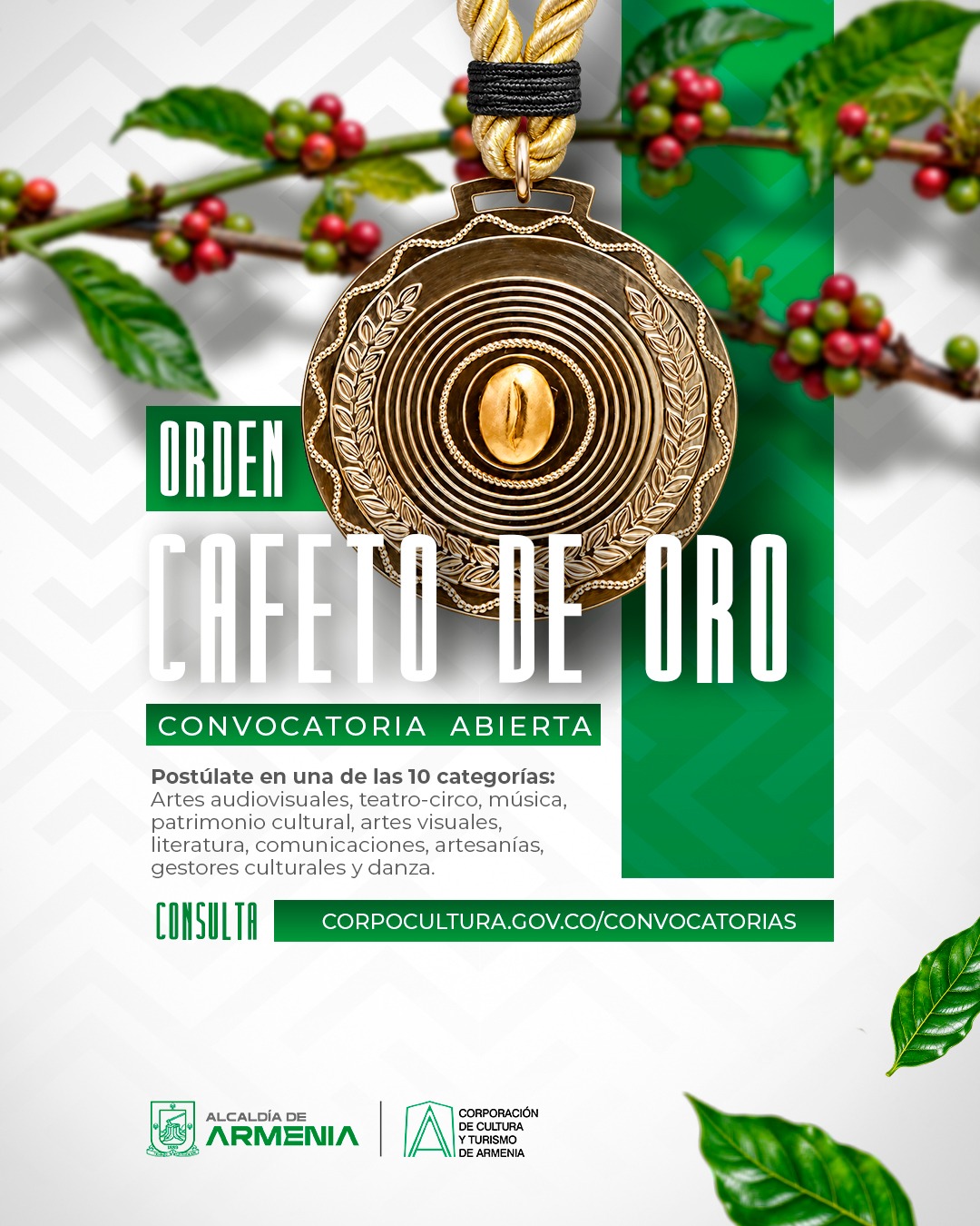 Afiche de Abiertas las postulaciones para la condecoración “Orden Cafeto de Oro”