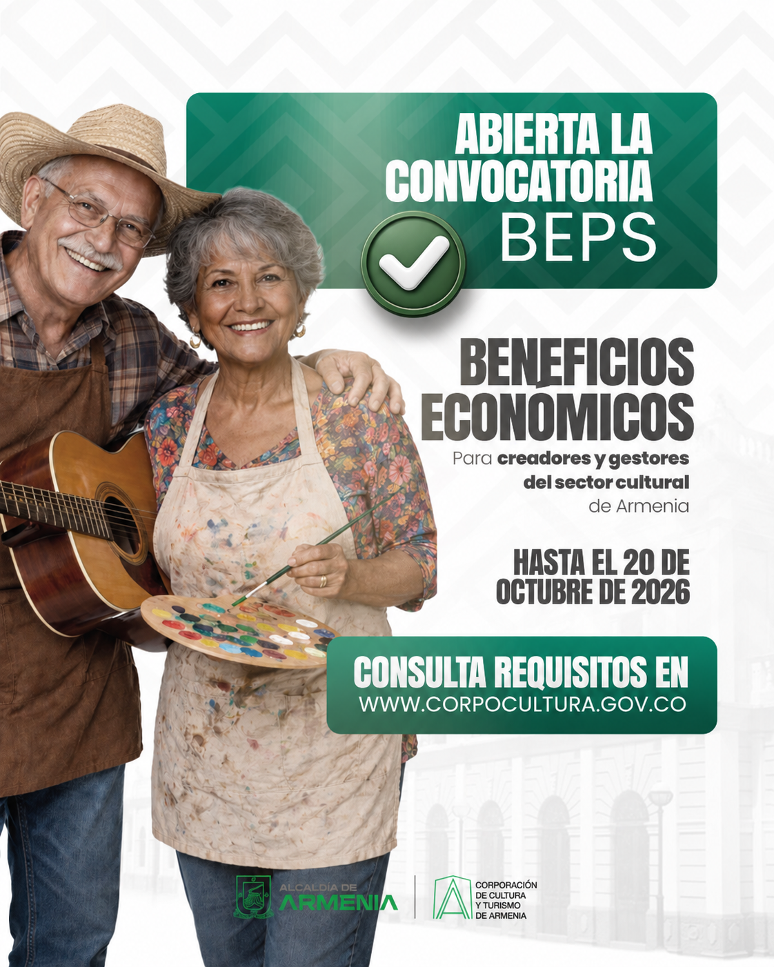 Afiche del El programa de Beneficios Económicos Periódicos – BEPS para creadores y gestores culturales 2026 abre nuevamente convocatoria para este segundo semestre del año